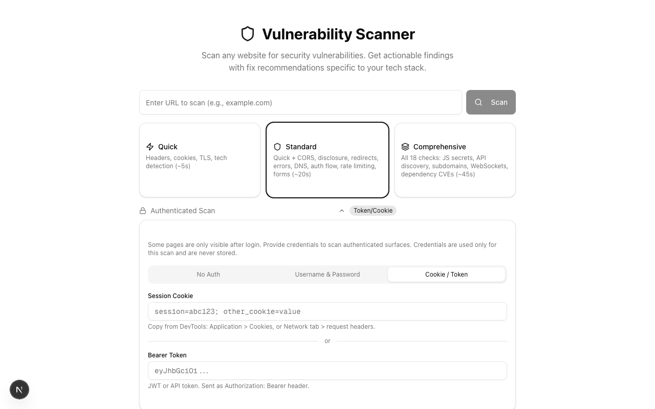 Cookie / Token authentication mode